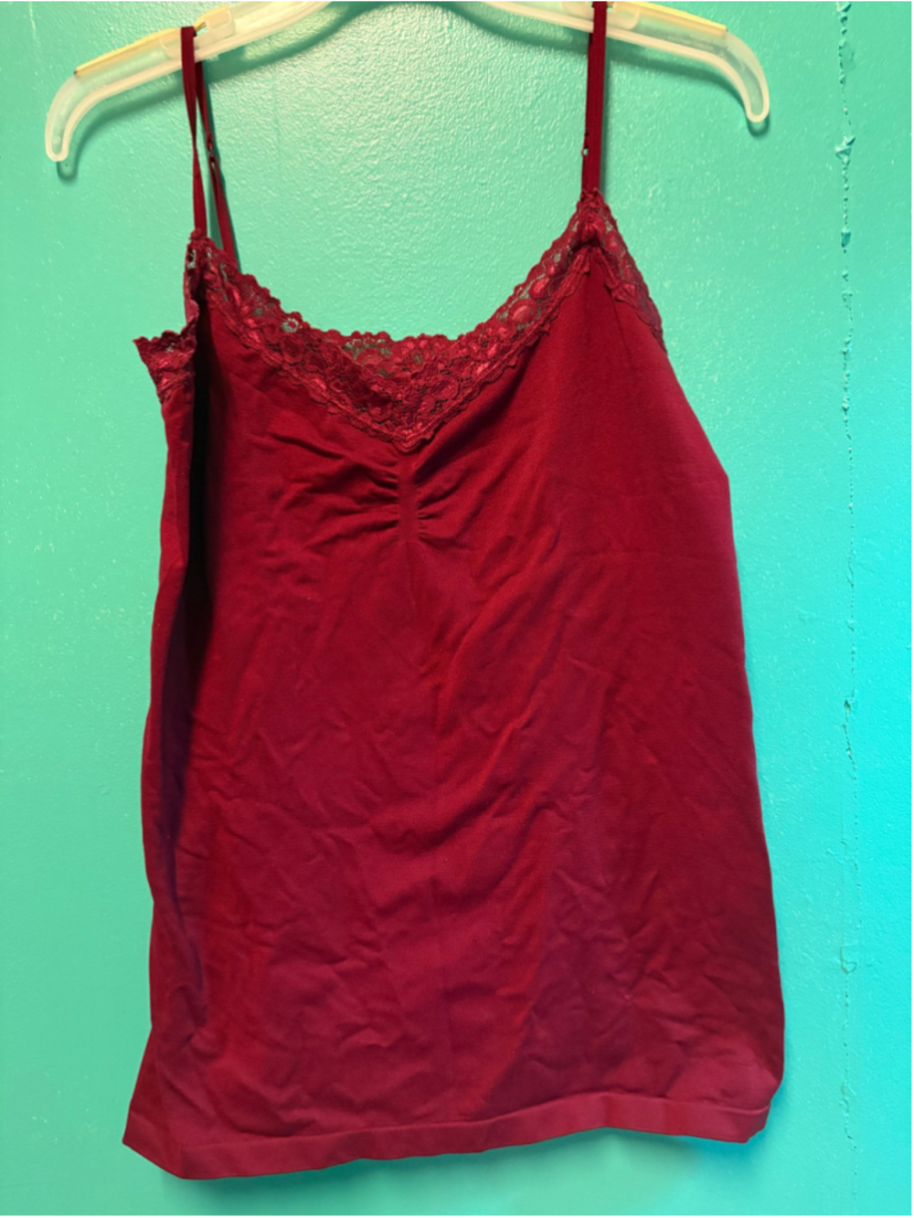 Women's Attention burgundy Lace Trim Camisole Size L